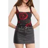 Good American Print Mesh Bustier Top In Gray
