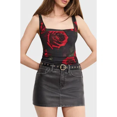 Good American Print Mesh Bustier Top In Gray