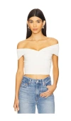 Good American Off The Shoulder Twist Jersey Crop Top In Ivory