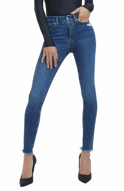 Good American Raw Hem Skinny Legs Jeans In Indigo In Multi