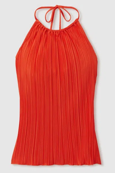 GOOD AMERICAN GOOD AMERICAN RED GOOD AMERICAN PLISSE HALTER-NECK BEACH COVER-UP TOP