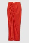Good American Cinched Plissé Maxi Skirt In Red
