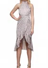 Good American Resort Halter Leopard Dress In Honey Leoprad In Gray