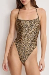 Good American Reversible Lace-up One-piece Swimsuit In Animal Print