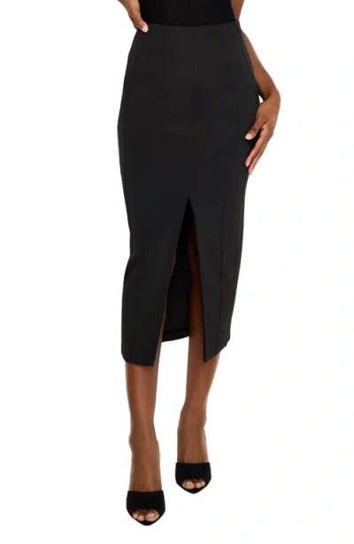 Good American Reversible Neoprene Pencil Midi Skirt In Black001