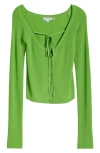 Good American Long-sleeve Off-the-shoulder Stretch Rib Knit Top In Lime