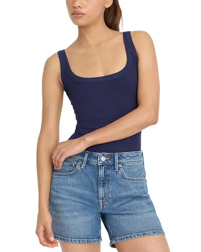 Good American Ribbed Tank Thong Bodysuit Horizon Ink In Blue