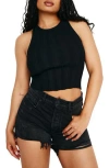 Good American Ribbed Crop Tank In Black001