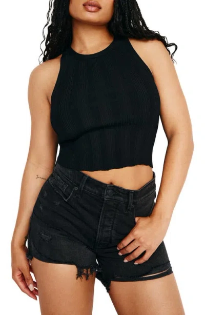 Good American Ribbed Crop Tank In Black001