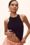Good American Ribbed Knit Cropped Tank Top In Black