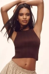 Good American Ribbed Crop Tank In Brown