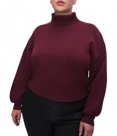 Good American Ribbed Mock Neck Sweater In Malbec In Multi