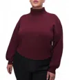 Good American Ribbed Mock Neck Sweater In Malbec In Red