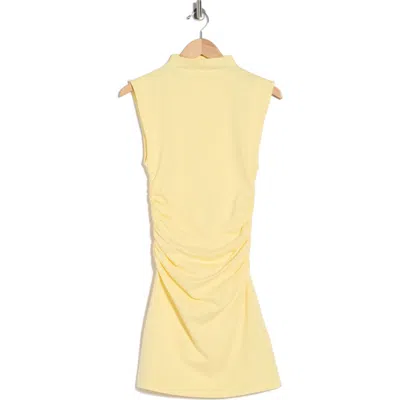 Good American Ruched Funnel Neck Jersey Minidress In Yellow