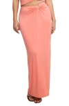 Good American Ruched Jersey Maxi Skirt In Coral002