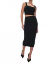 Good American Ruched Midi Skirt In Black In Black