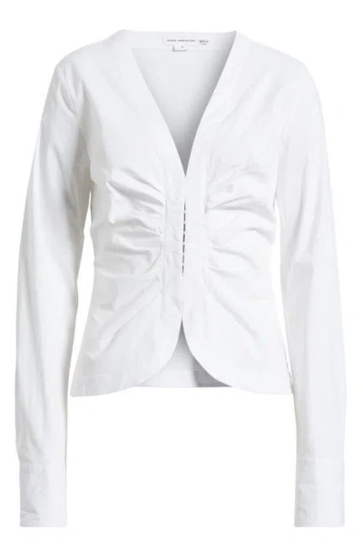 Good American Ruched Poplin Shirt In White