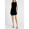 Good American Ruched Stretch Velvet Minidress In Black001