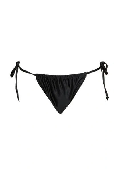 Good American Ruched String Bikini Bottoms In Black