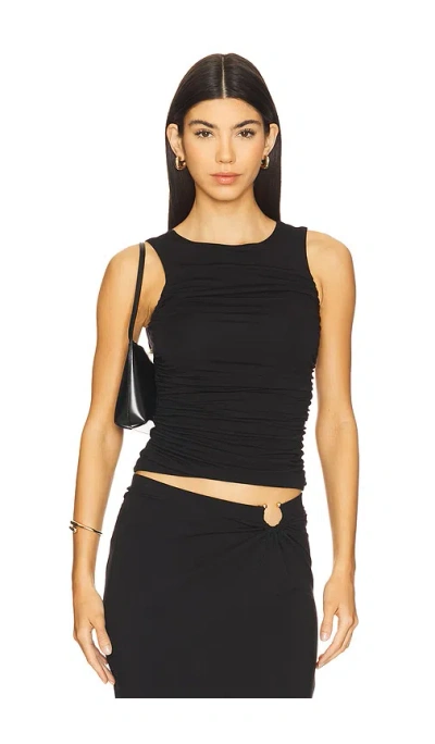 Good American Ruched Tank Top In Black