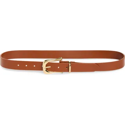 Good American Saddle Buckle Faux Leather Belt In Brown