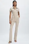Good American Sand  Twill Utility Bootcut Jumpsuit In Sand