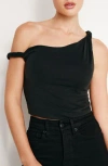 Good American Sandwash Twist Strap Crop Tank In Black001