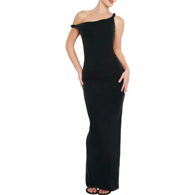 Good American Sandwashed Jersey Maxi Dress In Black001
