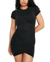 Good American Women's Sandwashed Jersey Wrap T-shirt Minidress In Black