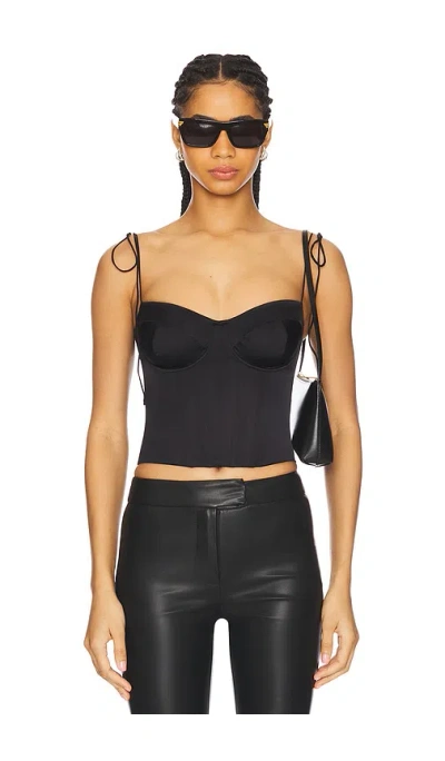 Good American Satin Bustier Top In Black