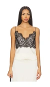 Good American Satin Lace-trim Camisole In Black