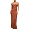 Good American Satin Maxi Slipdress In Copper004
