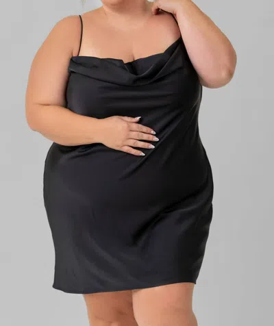 Good American Satin Mini Slip Dress In Black