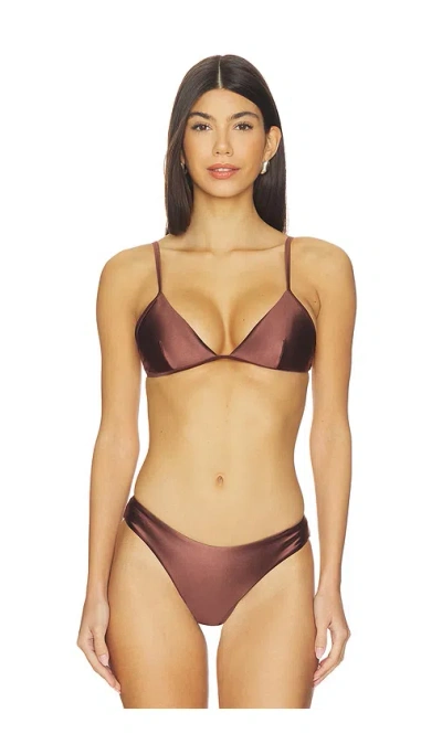 Good American Satin Perfect Fit Top In Brown