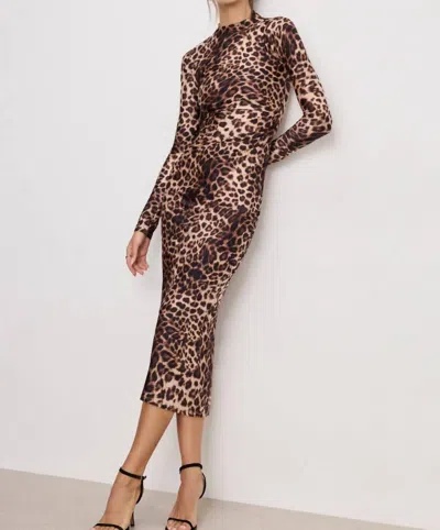 Good American Satin Shine Midi Dress In Fierce Leopard