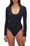 Good American Scuba Scoop Bodysuit In Black001