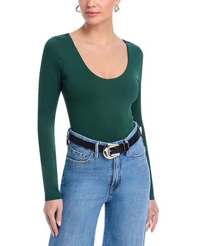 Good American Scoop Neck Bodysuit In Pine Green