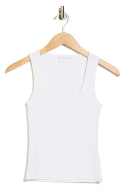 Good American Scoop Neck Micro Rib Tank In White