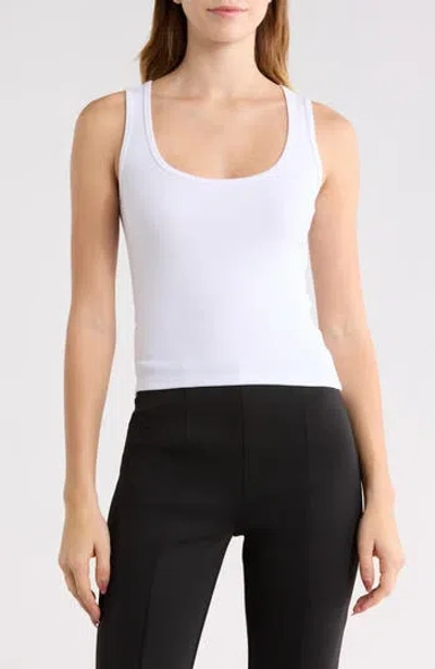 Good American Scoop Neck Micro Rib Tank In White
