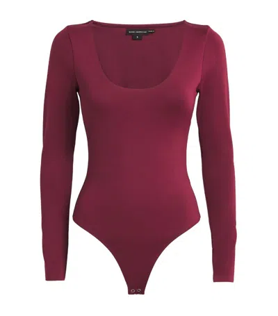 Good American Scoop-neck Scuba Bodysuit In Oxblood002