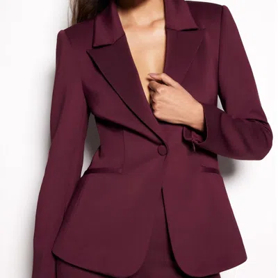 Good American Scuba Classic Fitted Blazer In Oxblood002