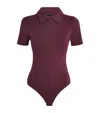 Good American Zip-up Scuba Bodysuit In Purple