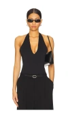Good American Sculpting Halter V Neck Bodysuit In Black