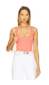 Good American Scuba Modern Tank Thong Bodysuit Coral002 In Coral002