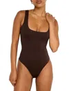 Good American Scuba Modern Tank Bodysuit In Bark In Brown