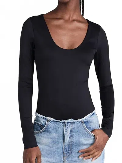 Good American Scuba Scoop Long Sleeve Bodysuit In Black001