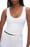 Good American Scuba Scoop Neck Crop Tank In White001
