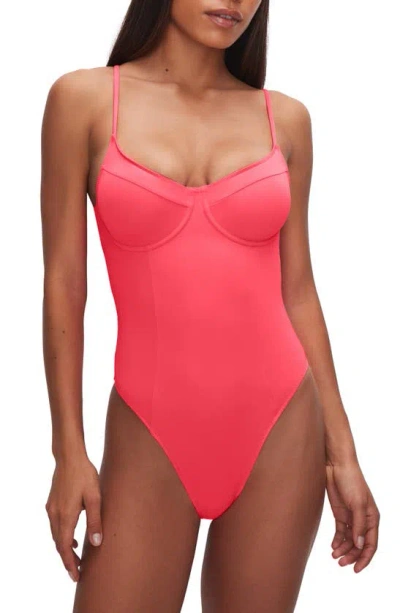 Good American Scuba Show Off One-piece Swimsuit In Fiery Coral 002