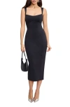 Good American Womens Black001 Scuba Adjustable-straps Stretch-woven Midi Dress