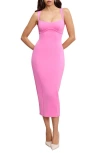 Good American Scuba Sweetheart Midi Dress In Pink